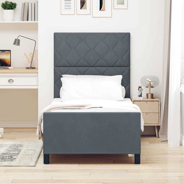 vidaXL Letto a molle con testiera Grigio scuro 100 x 200 cm Velluto