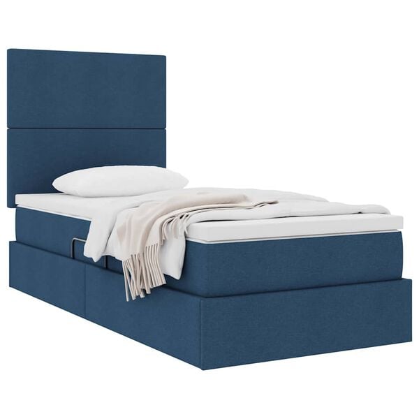 vidaXL Letto con contenitore e materasso Blu 100 x 200 cm Poliestere