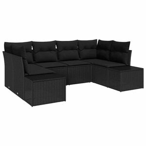 vidaXL Set Divano da Giardino con archiviazione 6 pcs Nero Poly Rattan