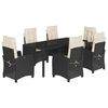vidaXL Set da Pranzo da Giardino 7 pz Nero con Cuscini in Polyrattan