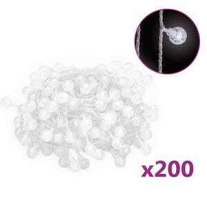 vidaXL Filo di Luci Sferiche 20m 200 LED Bianco Freddo 8 Funzioni