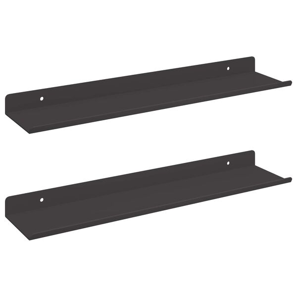 vidaXL Scaffale da parete con lo scaffale 2 pcs Nero 40 x 8,5 x 2,5 cm
