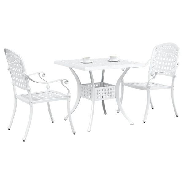 vidaXL Set di Tavolo da Giardino 3 pcs Bianco Alluminio pressofuso