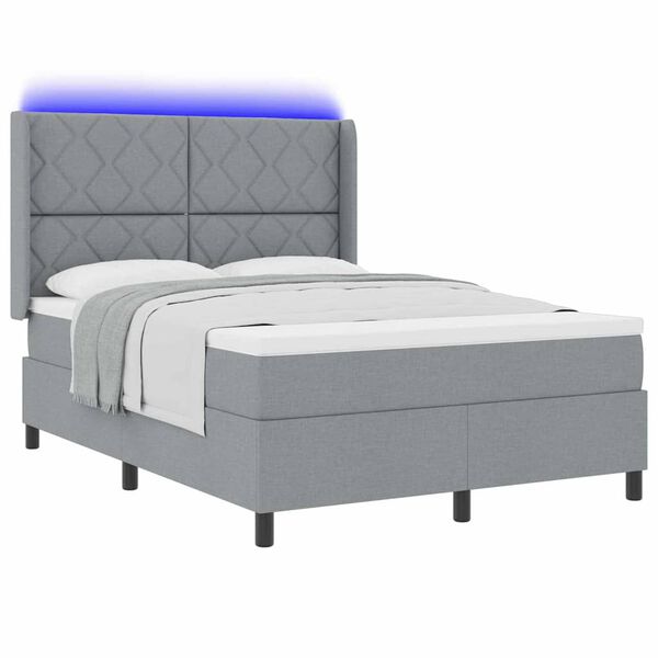 vidaXL Letto a Sorgente LED Grigio chiaro 160 x 200 cm Tessuto