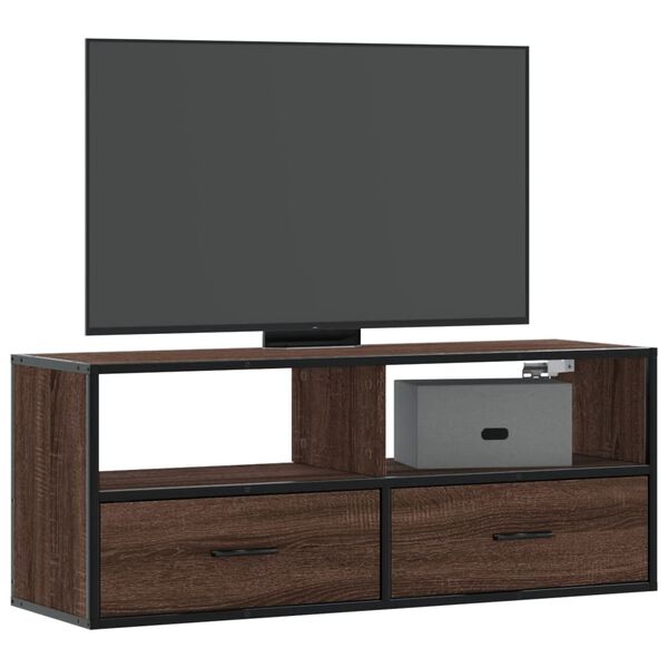 vidaXL Mobile TV Rovere Marrone 100x31x39,5 cm in Truciolato e Metallo