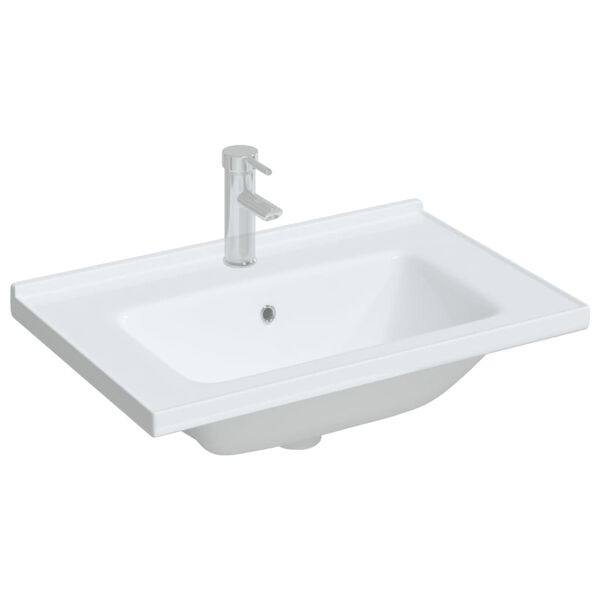 vidaXL Lavandino da Bagno Bianco 71x48x19,5cm Rettangolare in Ceramica