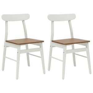 vidaXL Sedia da pranzo 2 pz Legno di gomma solido Bianco e Naturale