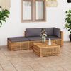vidaXL Set Divani da Giardino 4 pz Cuscini Grigio Scuro Legno di Teak