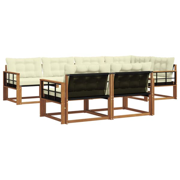 vidaXL Set di divani da esterno con cuscino 7 pcs Naturale e Crema