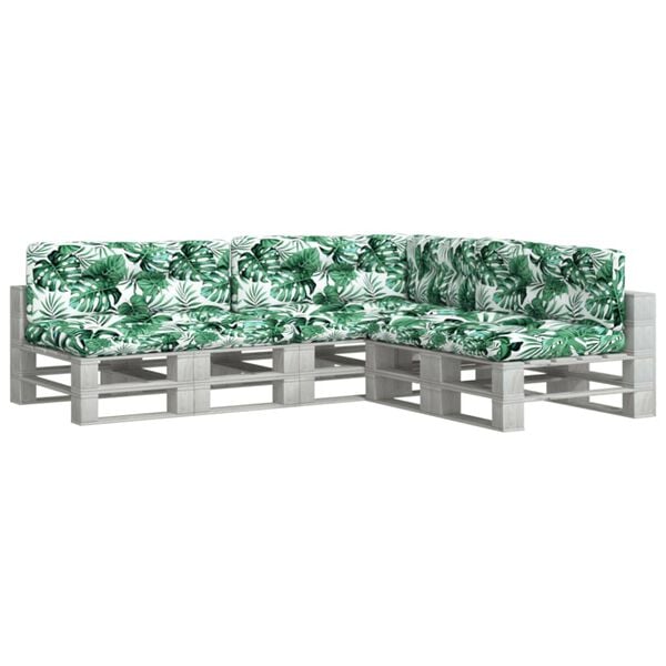 vidaXL Cuscini per Pallet 7 pz Motivo a Foglie Tessuto