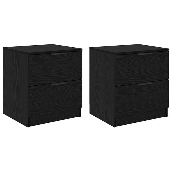 vidaXL Armadio da Notte con cassetto 2 pcs Rovere Nero 45 x 39 x 50cm