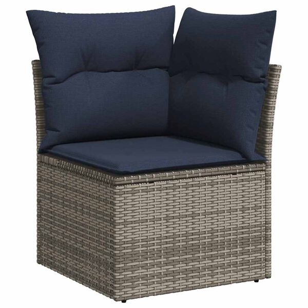 vidaXL Set Divani Giardino 11 pz con Cuscini Polyrattan Acacia Grigio