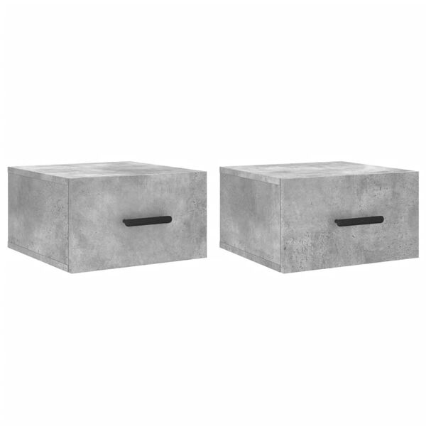 vidaXL Comodini a Muro 2 pz Grigio Cemento 35x35x20 cm