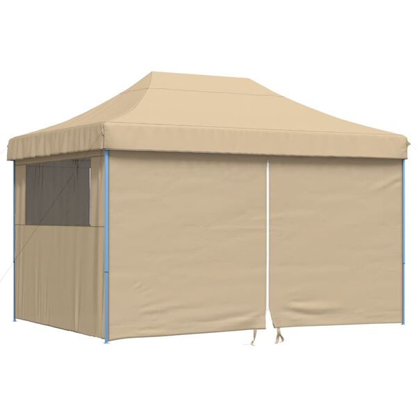 vidaXL Tendone per Feste Pieghevole Pop-Up con 4 Pareti Beige