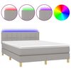 vidaXL Letto a Molle Materasso e LED Grigio Chiaro 140x200 cm Tessuto