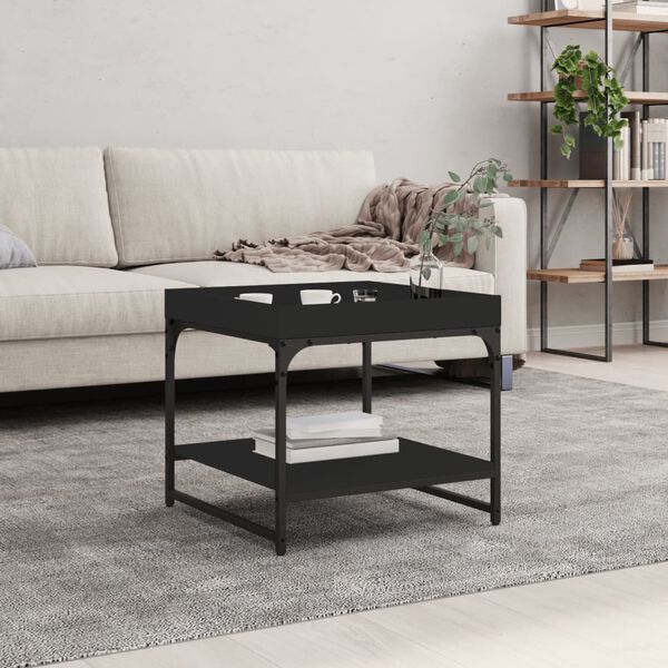 vidaXL Tavolino da Salotto Nero 49,5x49,5x45 cm in Legno Multistrato
