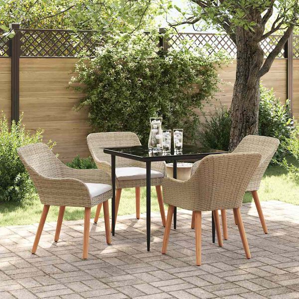 vidaXL Set da Pranzo per Giardino con cuscino 5 pcs Beige polyrattan