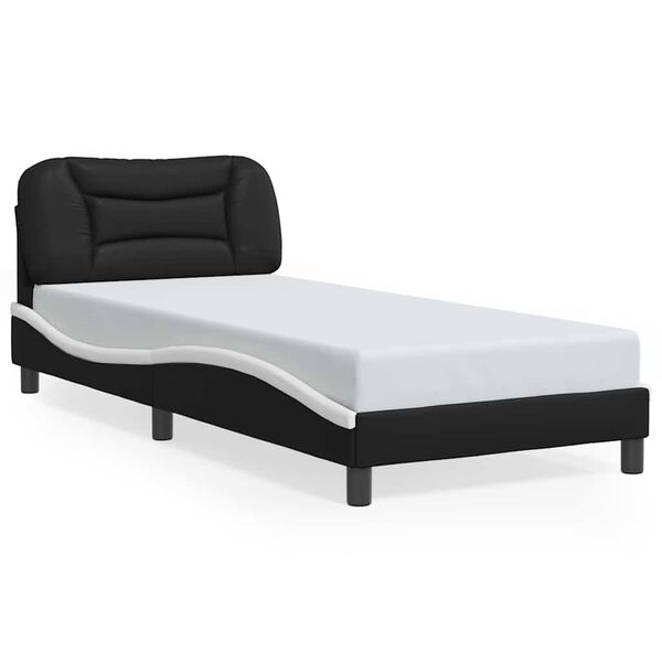 vidaXL Giroletto senza Materasso Hvar Nero e Bianco 90x190 cm in Similpelle