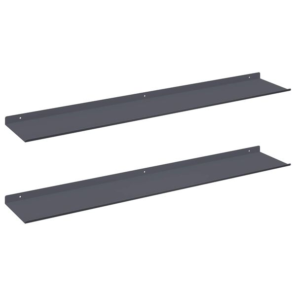 vidaXL Mensola sospesa 2 pcs Antracite 100 x 18 x 2,5 cm Acciaio