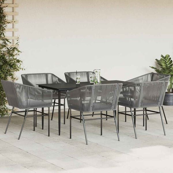 vidaXL Set da Pranzo da Giardino 7 pz con Cuscini Polyrattan Vetro