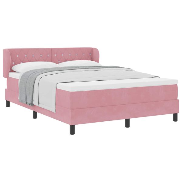 vidaXL Letto a molle con materasso Rosa 140 x 190 cm Velluto