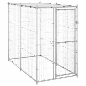 vidaXL Gabbia per Cani da Esterno in Acciaio con Tetto 110x220x180 cm