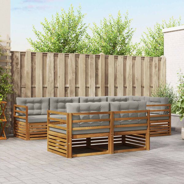 vidaXL Set di divani da esterno 7 pcs Grigio Naturale e Chiaro
