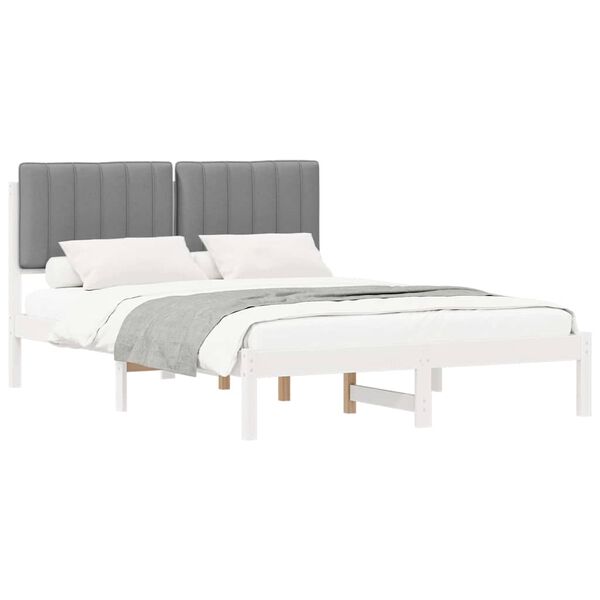 vidaXL Letto con Testiera Rivestita Grigio chiaro 135 x 190 cm