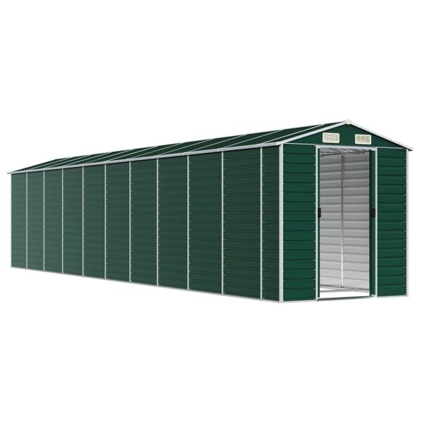 vidaXL Capanno da Giardino Verde 191x895x198 cm in Acciaio Zincato