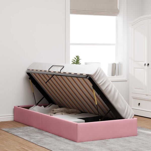 vidaXL Letto con Contenitore Rosa 90 x 190 cm Velluto