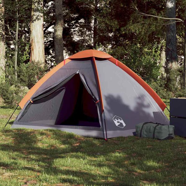 vidaXL Tenda da Campeggio a Cupola 2 Persone Grigio e Arancione