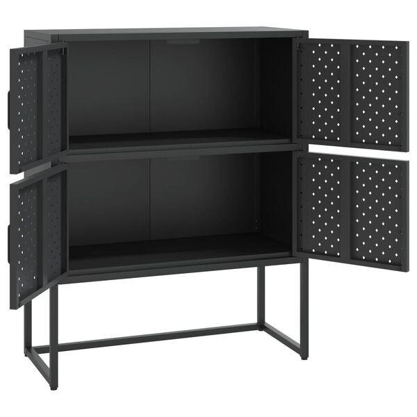 vidaXL Credenza Alta Nera 80x35x100 cm in Acciaio