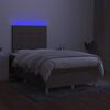 vidaXL Letto a Molle con Materasso e LED Tortora 120x190 cm in Tessuto
