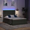 vidaXL Letto con contenitore e LED Grigio scuro 140 x 200 cm
