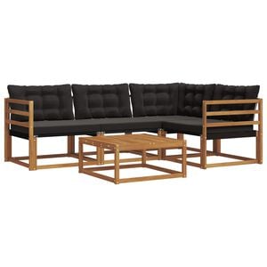vidaXL Set di divani da esterno con cuscino 5 pcs Naturale e Nero