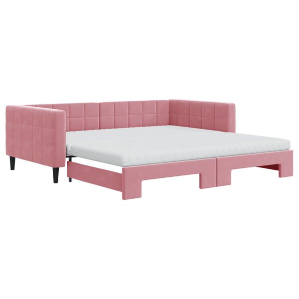 vidaXL Divano Letto Estraibile con Materassi Rosa 100x200 cm Velluto
