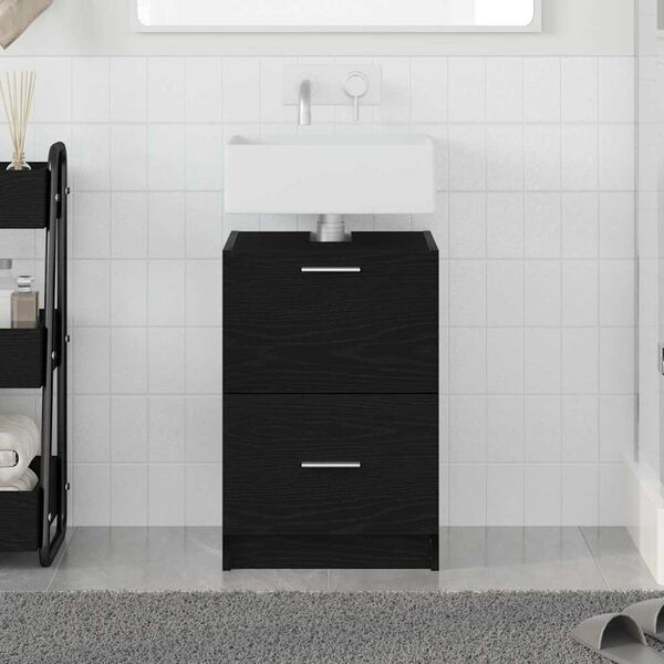 vidaXL Mobile da Bagno Rovere Nero 40 x 37 x 59 cm Legno multistrato