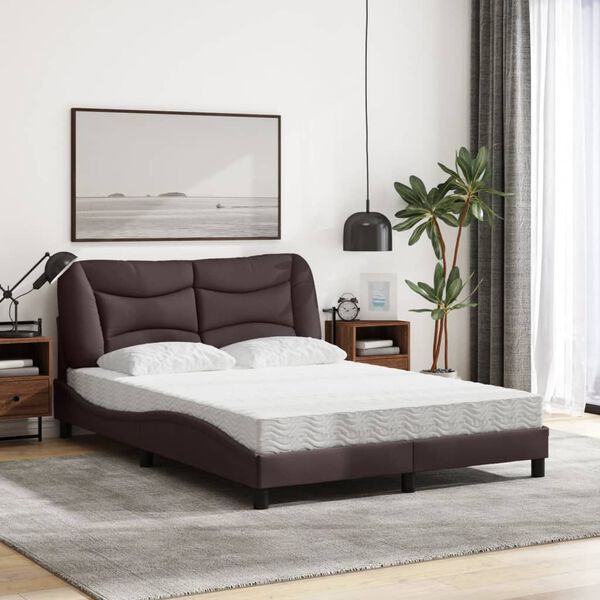 vidaXL Letto con Materasso Hvar Marrone Scuro 140x200cm Tessuto