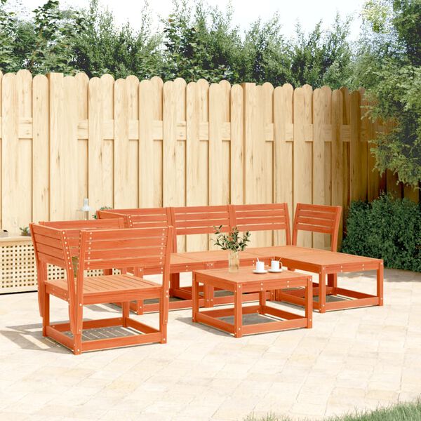 vidaXL Set Salotto da Giardino 5 pz Marrone Cera Legno Massello Pino