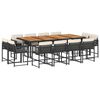 vidaXL Set da Pranzo da Giardino 13pz con Cuscini Nero in Polyrattan
