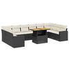 vidaXL Set Divani da Giardino 11 pz con Cuscini in Polyrattan Nero