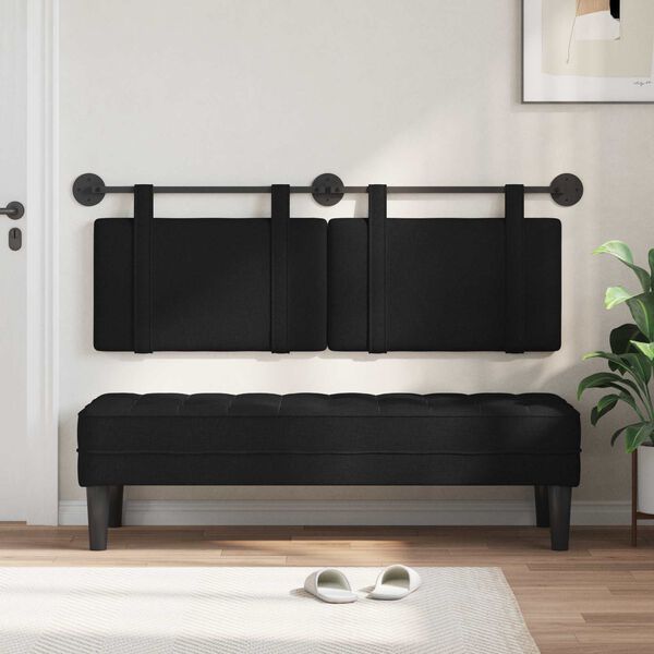 vidaXL Testata appesa Montaggio a parete Nero 130 x 55 x 5 cm Tessuto