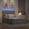 vidaXL Letto con contenitore e LED con led Grigio chiaro 140 x 190 cm