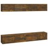 vidaXL Mobili Porta TV a Parete 4 pz Rovere Fumo 100x30x30 cm