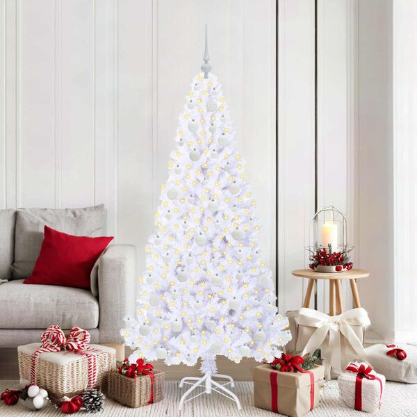 vidaXL Albero di Natale artificiale Bianco 180 cm PVC e Acciaio