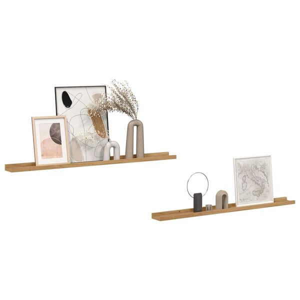 vidaXL Scaffale da parete con lo scaffale 2 pcs Marrone 100 x 9 x 3 cm
