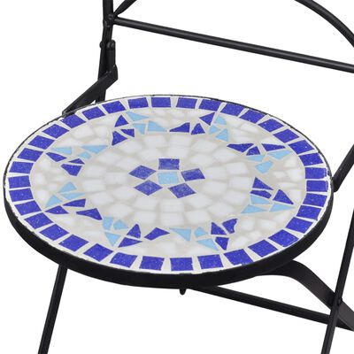 vidaXL Set Bistrò 3 pz con Mosaico in Ceramica Blu e Bianco