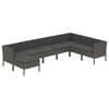 vidaXL Set Divani da Giardino 8 pz con Cuscini in Polyrattan Grigio