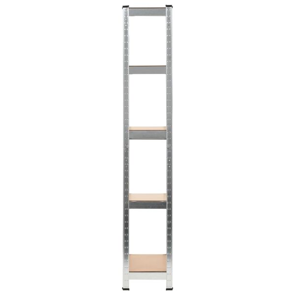 vidaXL Scaffali 5 Ripiani 3 pz Argento in Acciaio e Legno Multistrato