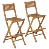 vidaXL Sgabelli da Bar da Esterno Pieghevoli 2 pz in Massello di Teak